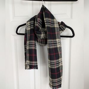 Black Cream Red Plaid Acrylic Scarf